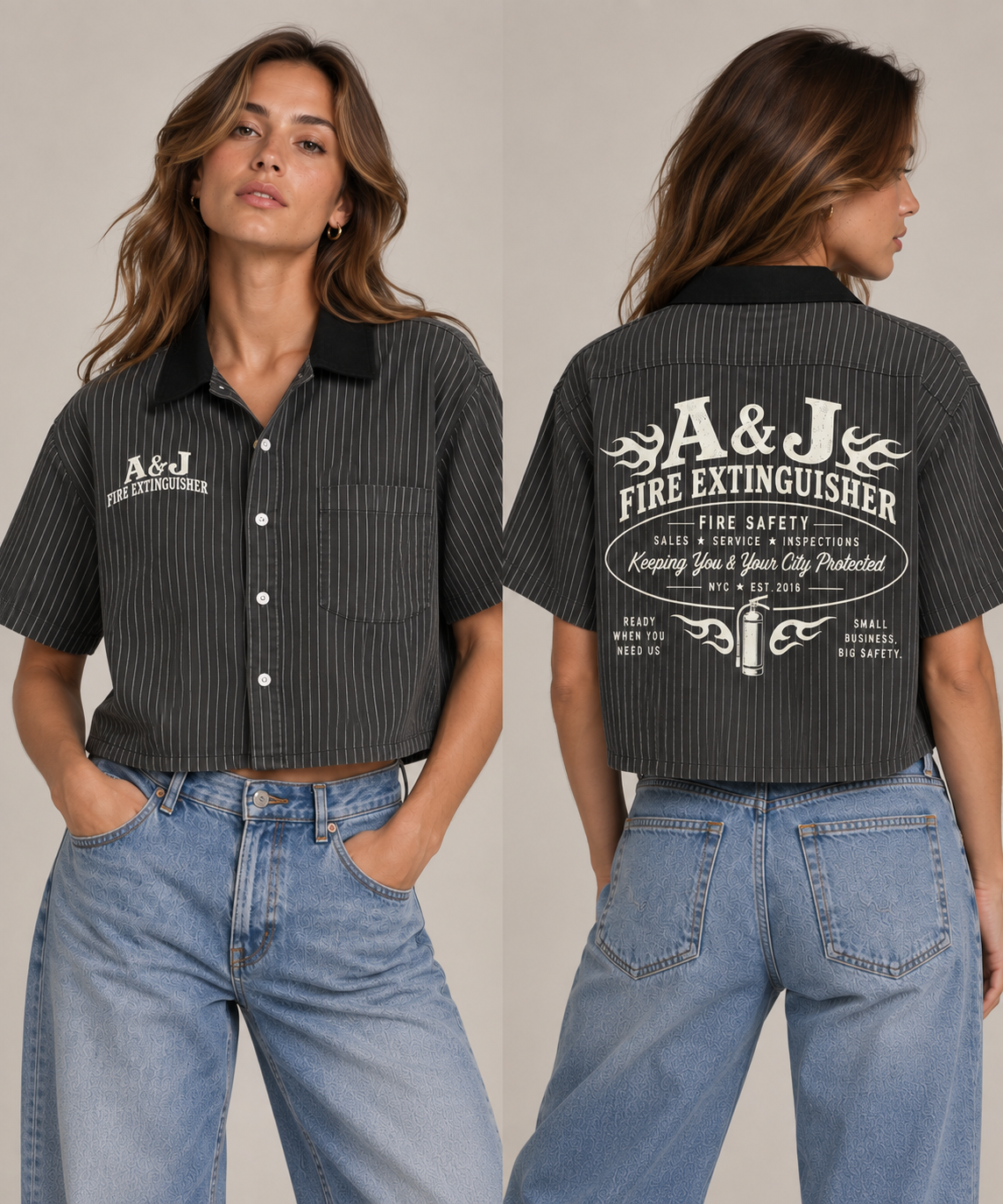 A&J Flame Service Shirt, on model, female